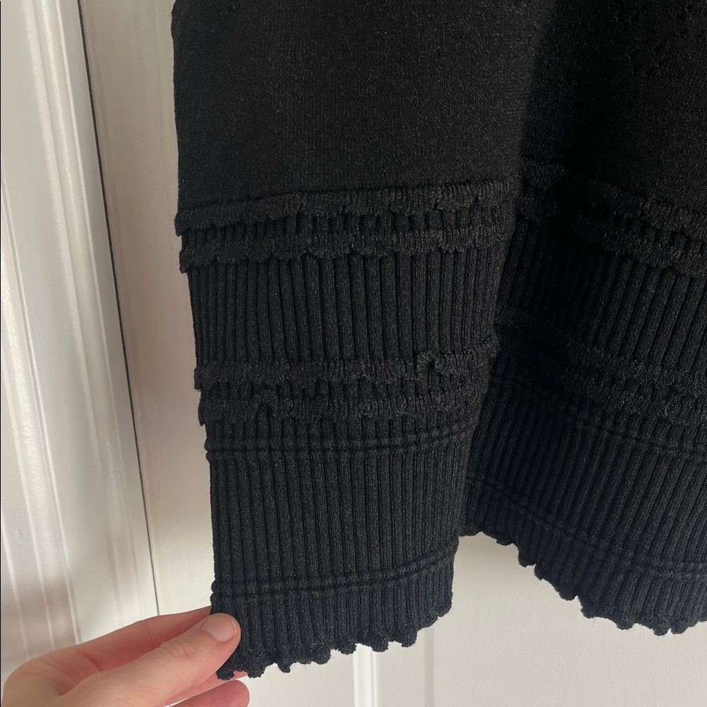 Anthropologie Knit V Neck Black Linen Blend Tank Top SZ Med Noir Essential - Picture 5 of 11
